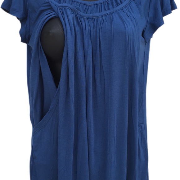HUGE STORE CLOSING CLEARANCE SALE! Flowy Nursing Top Short Flutter Sleeves - Picture 5 of 7